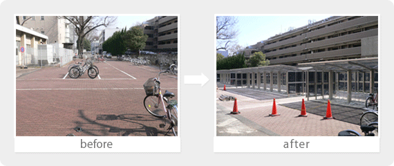 大学内駐輪場工事